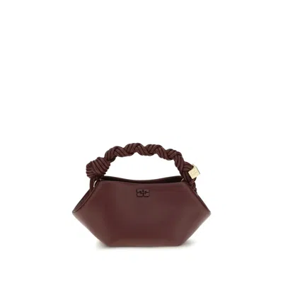 Ganni Bordeaux Recycled Leather Handbag In Brown