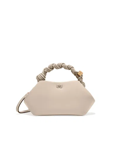 Ganni Borsa A Mano Bou Bag Small Oyster Gray In Metallic