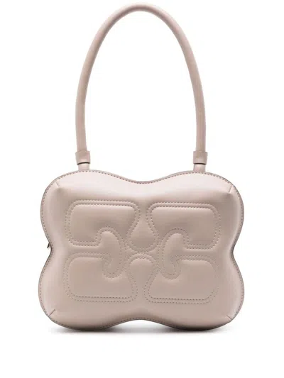 GANNI LARGE BUTTERFLY SHOULDER BAG IN RECYCLED LEATHER