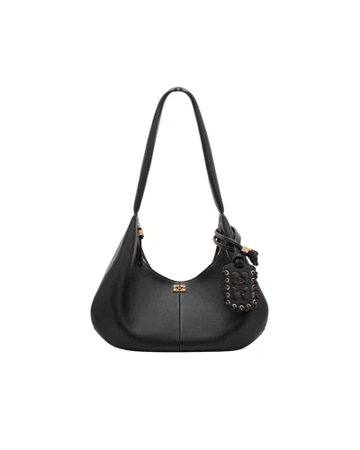 Ganni Borsa A Spalla Medium Hobo Grained Black