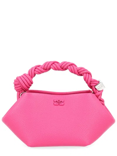 Ganni Tote Bag Structured Shape Twisted Handle In Fuchsia
