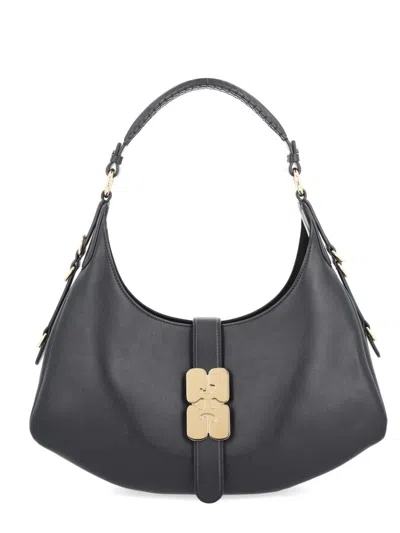 Ganni Kat Small Shoulder Bag Buckle Detail In Gray