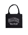 Ganni Borsa Tote Large Leopard In Black