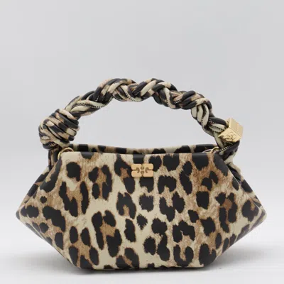 GANNI GANNI LEOPARD LEATHER BOU MINI SHOULDER BAG