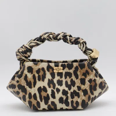 GANNI GANNI LEOPARD LEATHER BOU MINI SHOULDER BAG