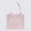 Ganni Pink And White Cotton Tote