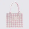 Ganni Pink And White Cotton Tote