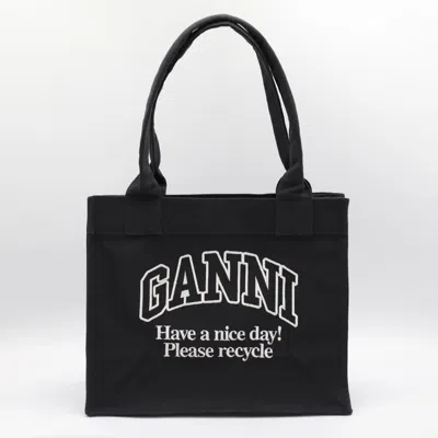 GANNI GANNI BLACK COTTON TOTES
