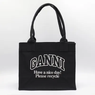 GANNI GANNI BLACK COTTON TOTES