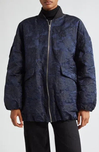 Ganni Botanic Jacquard Jacket In Blue