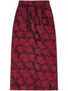 Ganni Red Botanical Jacquard Long Skirt In Red