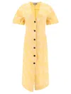 Ganni Botanical Jacquard Midi Dress In Yellow