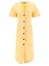 Ganni Botanical Jacquard Midi Dress In Yellow