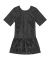 Ganni Botanical Jacquard Open Back Mini Dress Black In Black