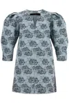 Ganni Botanical Jacquard Mini Dress In Gray