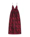 Ganni Botanical Jacquard Long Strap Dress In Red