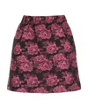 Ganni Mini Skirt In Floral Jacquard In Red