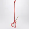 Ganni Red Heart Shaped Mirror With Logo Lettering Charm
