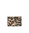 Ganni Bou Leopard-print Leather Card Holder In Brown