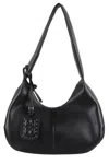 Ganni 'bou Bag Hobo Medium' Black Shoulder Bag With Shoulder Strap And Removable Logo Patch