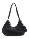 Ganni Bou Bag Hobo Medium Black Shoulder Bag With Shoulder Strap And Removable Logo Patch In Leather Woman In Black