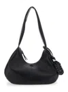 Ganni Bou Bag Hobo Medium Black Shoulder Bag With Shoulder Strap And Removable Logo Patch In Leather Woman In Multicolor