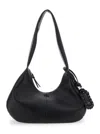 Ganni Bou Bag Hobo Medium Black Shoulder Bag With Shoulder Strap And Removable Logo Patch In Leather Woman In Black