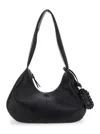 Ganni Bou Bag Hobo Medium Black Shoulder Bag With Shoulder Strap And Removable Logo Patch In Leather Woman In Black