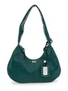 Ganni Medium Croco Hobo Bag In Green