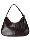Ganni Medium Crocodile-embossed Shoulder Bag In Brown