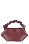 Ganni Bou Red Handbag With Butterfly Logo And Hand-braided Strands In Leather Woman