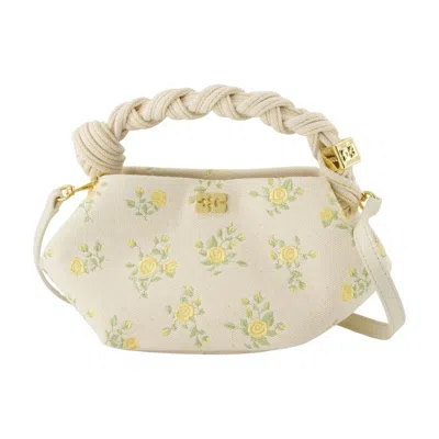 Ganni Bou Bag Mini Canvas Flowers - Cotton - White