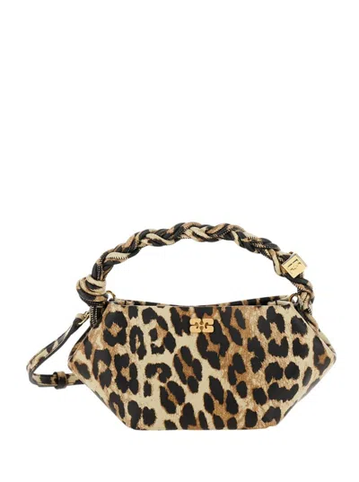 Ganni Mini Bou Leo Print Top Handle Bag In Animal Print