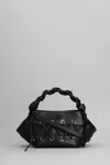 Ganni Womens Black Bou Mini Eyelet Leather Top-handle Bag In Black