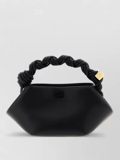 Ganni Bou Bag Mini Shoulder Purse Twisted Handle In Black