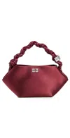 Ganni Mini Bou Tote Bag In Dark Burgundy