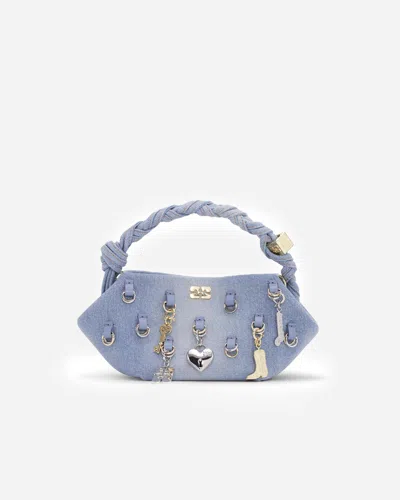 Ganni Bou Bag Mini Washed Denim Charms In Blue