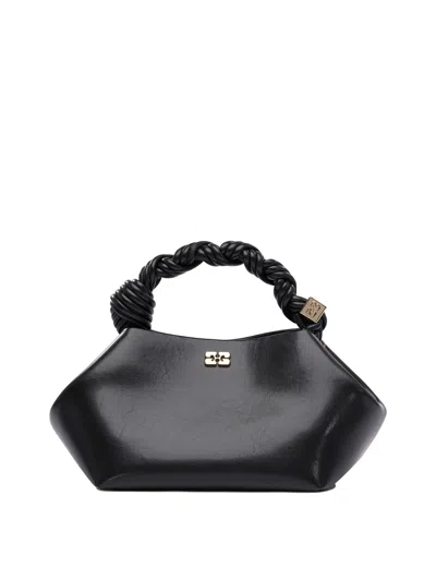 Ganni Bou Bag Small Crinkle Oleatex Handbags In Black