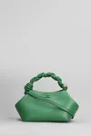 Ganni Bou Bag Small Hand Bag In Green Leather In Green