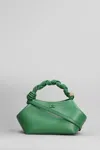 Ganni Bou Bag Small Hand Bag In Green Leather In Green
