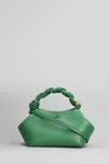 Ganni Bou Bag Small Hand Bag In Green Leather In Green