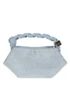 Ganni Small Strass Hexagonal Bag With Braided Handle In Blue