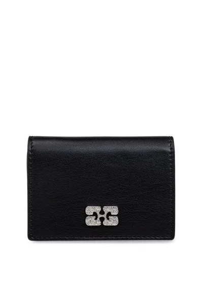 Ganni Butterfly Card Holder In Black