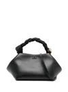 Ganni Bou Black Handbag With Butterfly Logo And Hand-braided Strands In Leather Woman