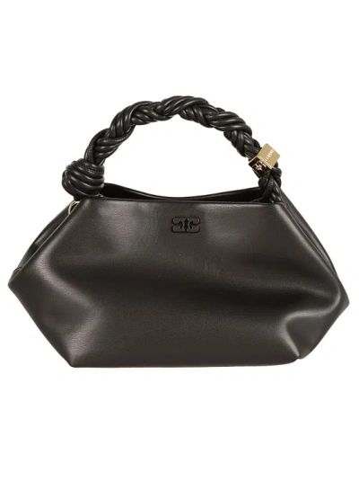 Ganni Bou Braided-handle Tote Bag In Black