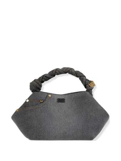 Ganni Bou Braided-handle Tote Bag In Gray