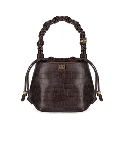 GANNI GANNI BOU BROWN BUCKET BAG