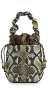Ganni Bou Mini Python-effect Grained Leather Bucket Bag