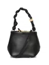 Ganni Leather Bou Bucket Bag In Black