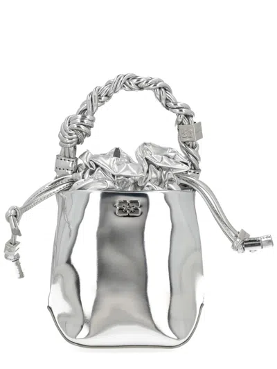 Ganni Bou Bucket Mini Bag In Silver